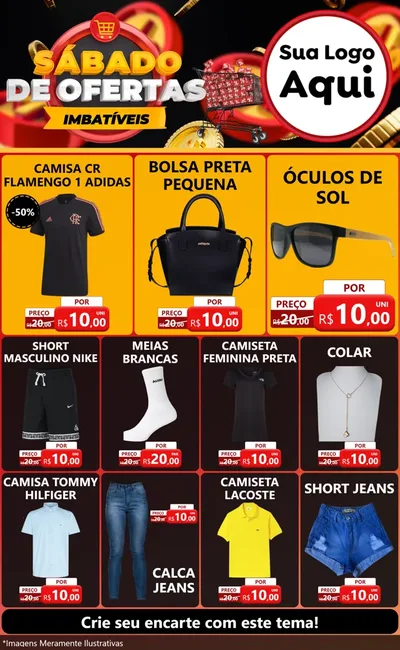 Modelo de Encarte para Encarte Grande com o tema Sábado de Ofertas Imbatíveis para Roupas e acessórios