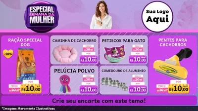 Modelo de TV para TV Horizontal com o tema Especial Semana da Mulher para Pet Shop