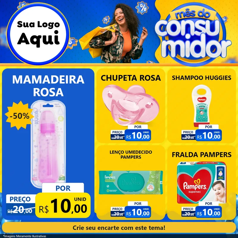 Modelo de Rede Social para Feed Facebook com o tema Mês do Consumidor para Bebês