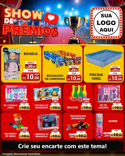 Modelo de Rede Social para Feed Instagram com o tema Show de Prêmios para Brinquedos
