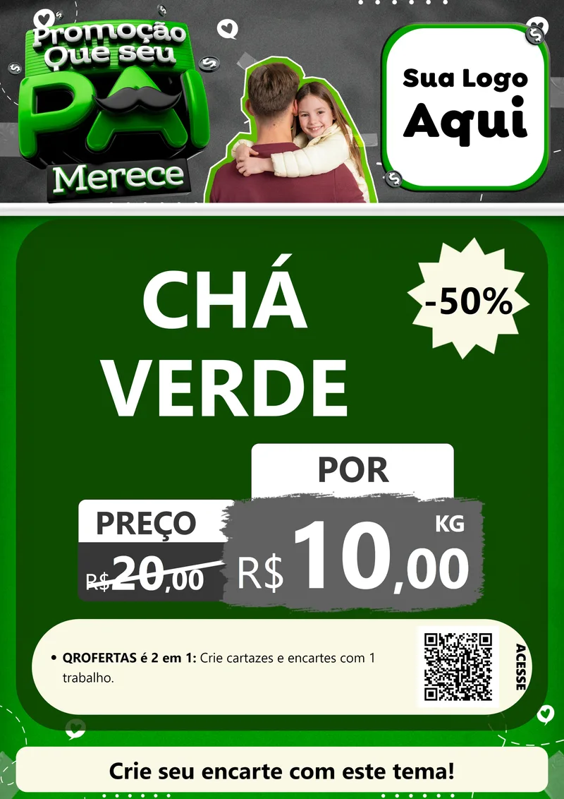 Modelo de Cartaz para Cartaz A4 Vertical com o tema Promoção Que seu Pai Merece para Produtos Naturais