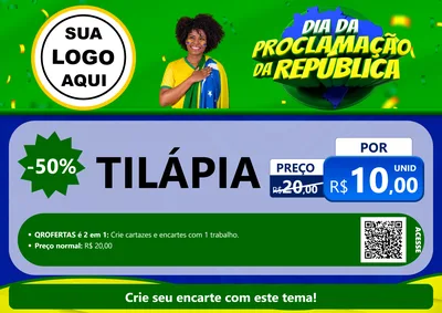 Modelo de Cartaz para Cartaz A4 Horizontal com o tema Dia Da Proclamação Da República para Peixaria