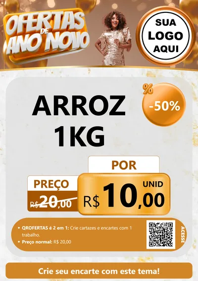 Modelo de Cartaz para Cartaz A4 Vertical com o tema Ofertas de Ano Novo para Supermercado