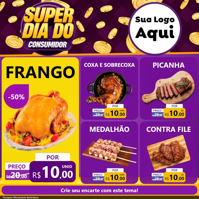 Modelo de Rede Social para Feed Facebook com o tema Super Dia do Consumidor para Assados