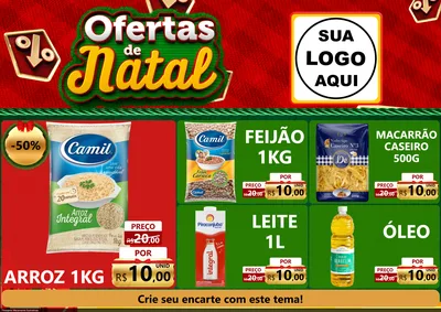 Modelo de Encarte para Encarte A4 Horizontal com o tema Ofertas de Natal para Supermercado