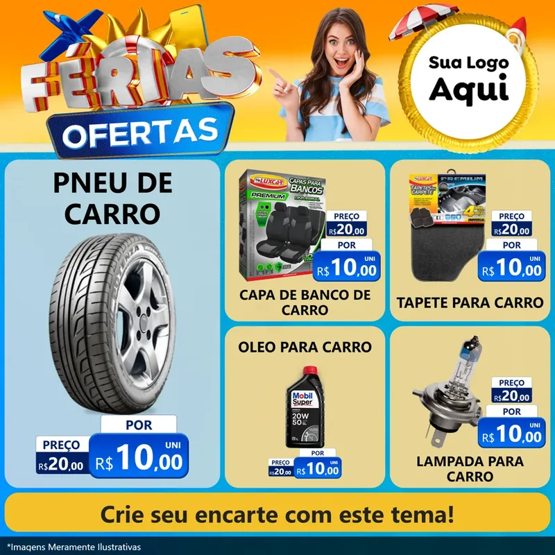 Modelo de Rede Social para Feed Facebook com o tema Ofertas - Férias para Auto peças