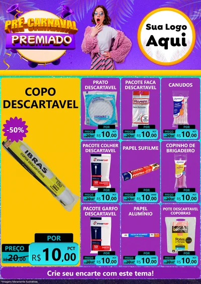 Modelo de Encarte para Encarte A4 Vertical com o tema Pré-Carnaval Premiado para Embalagens