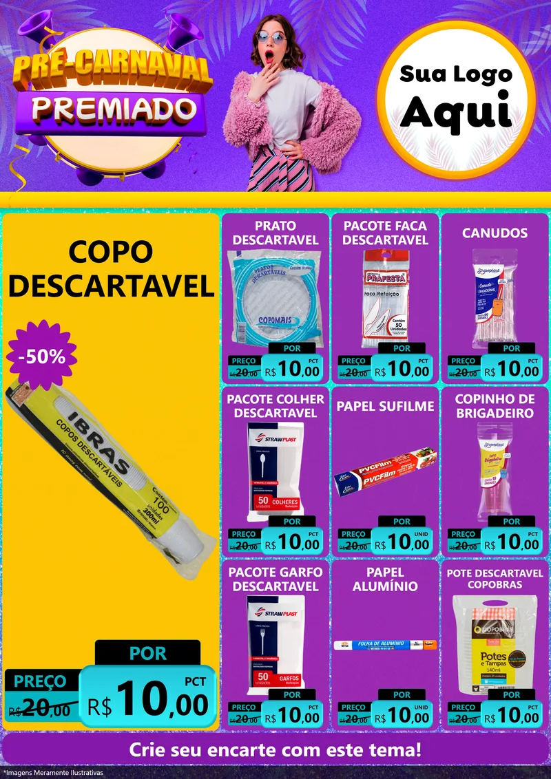 Modelo de Encarte para Encarte A4 Vertical com o tema Pré-Carnaval Premiado para Embalagens