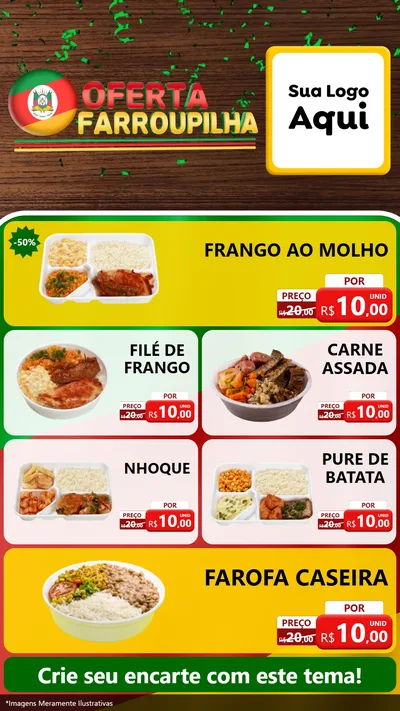 Modelo de TV para TV Vertical com o tema Oferta Farroupilha para Restaurante