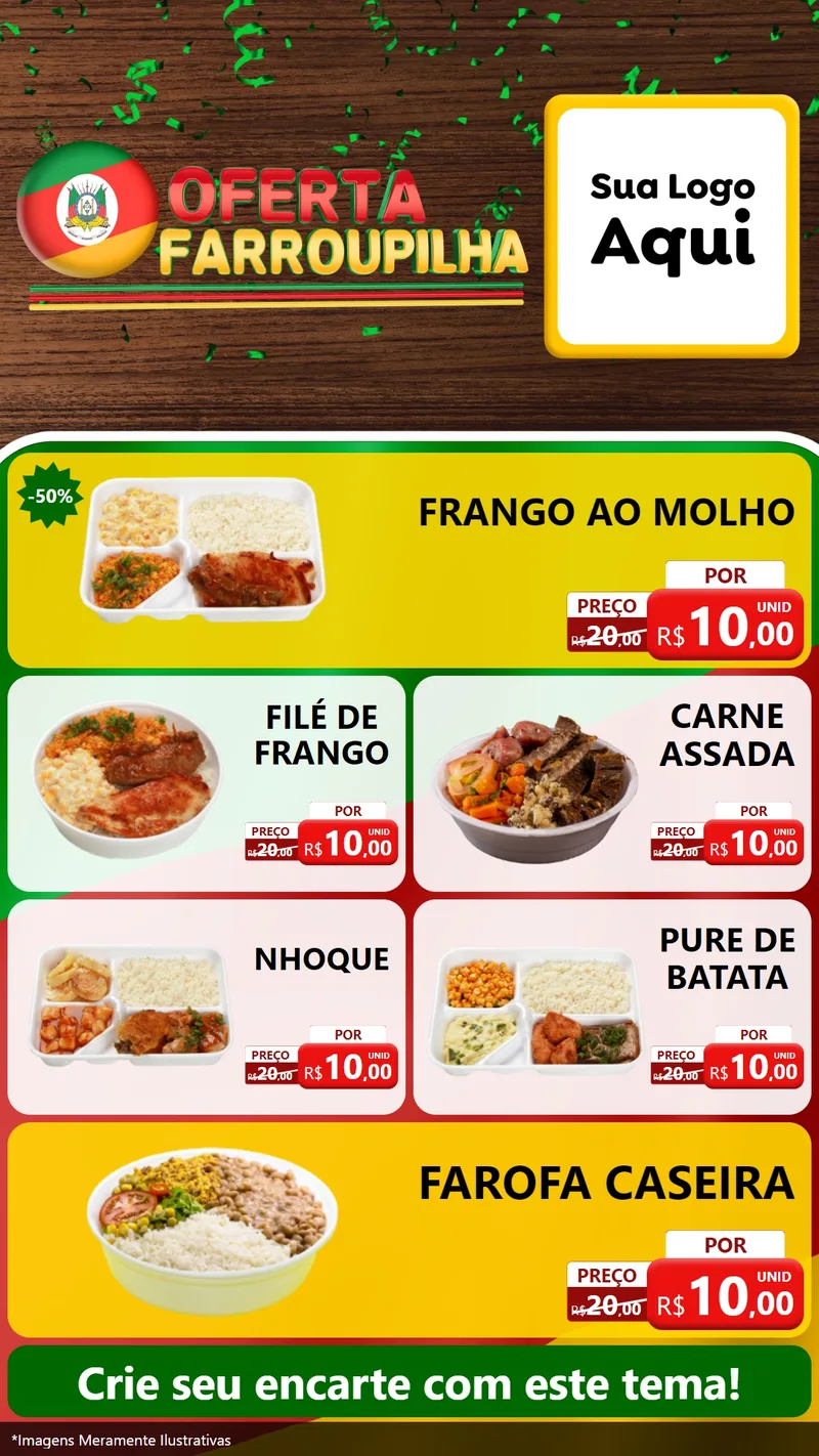 Modelo de TV para TV Vertical com o tema Oferta Farroupilha para Restaurante