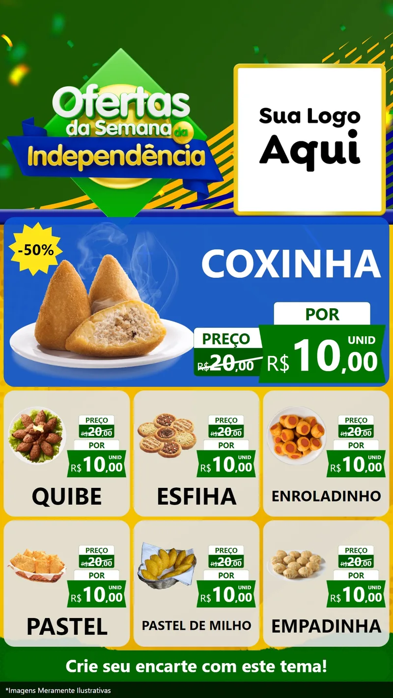 Modelo de Rede Social para Stories com o tema Ofertas da Semana da Independência para Salgadaria