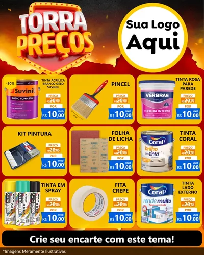 Modelo de Rede Social para Feed Instagram com o tema Torra Preços para Tintas e Ferramentas
