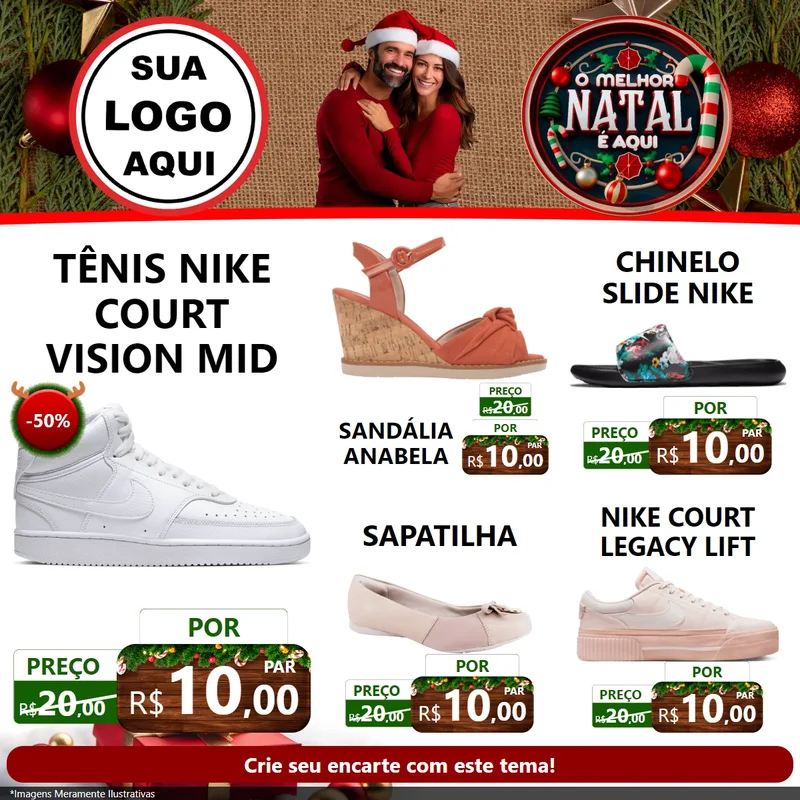 Modelo de Rede Social para Feed Facebook com o tema O Melhor Natal É Aqui para Calçados