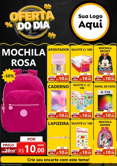 Modelo de Encarte para Encarte A4 Vertical com o tema Oferta Do Dia para Papelaria
