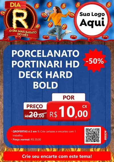 Modelo de Cartaz para Cartaz A4 Vertical com o tema Dia R - O Dia Mais Barato Do Mês para Pisos e revestimentos