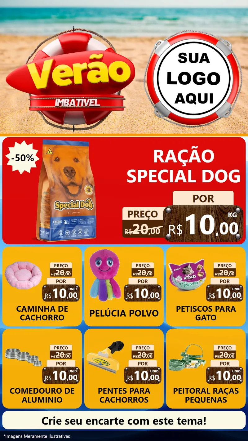 Modelo de Rede Social para Stories com o tema Verão Imbatível para Pet Shop