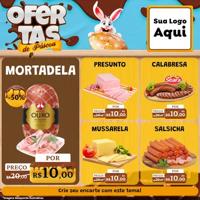 Modelo de Rede Social para Feed Facebook com o tema Ofertas de Páscoa para Frios e Laticínios