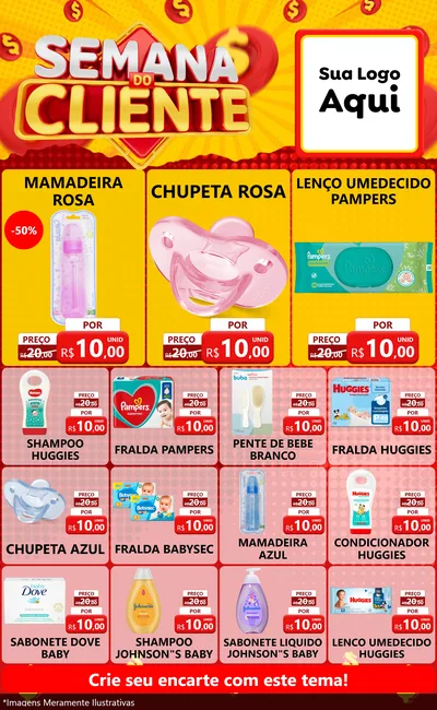 Modelo de Encarte para Encarte Grande com o tema Semana do Cliente para Bebês