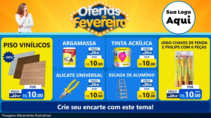 Modelo de TV para TV Horizontal com o tema Ofertas de Fevereiro para Material para Construção