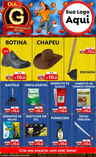 Modelo de Encarte para Encarte Grande com o tema Dia G - O Dia Mais Barato Do Mês para Agropecuária