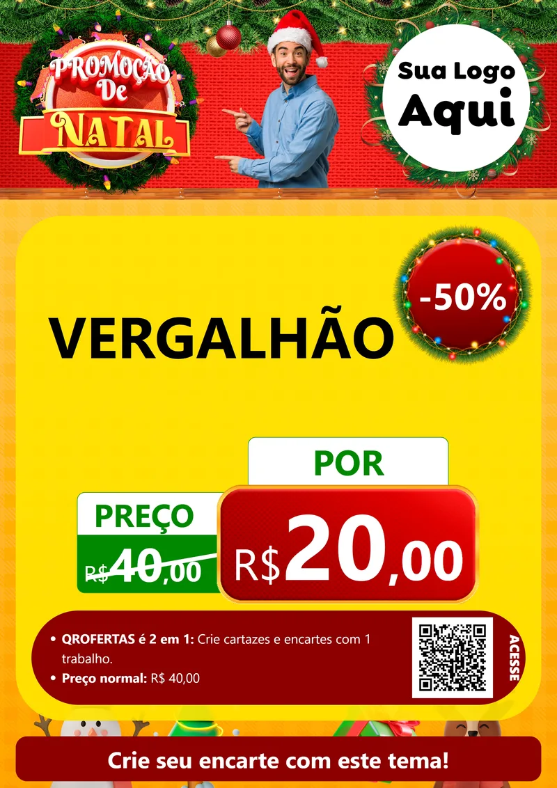 Modelo de Cartaz para Cartaz A4 Vertical com o tema Promoção de Natal para Ferragens