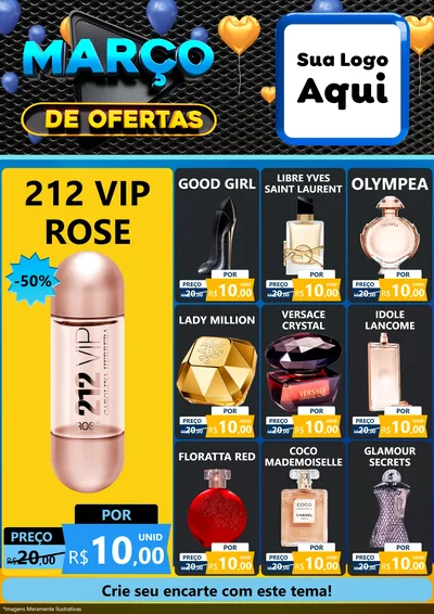 Modelo de Encarte para Encarte A4 Vertical com o tema Março de Ofertas para Perfumes