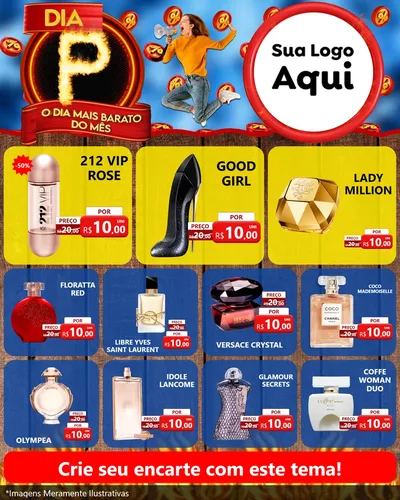 Modelo de Rede Social para Feed Instagram com o tema Dia P - O Dia Mais Barato Do Mês para Perfumes
