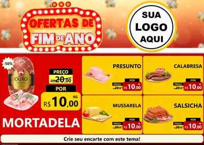 Modelo de Encarte para Encarte A4 Horizontal com o tema Ofertas de Fim de Ano para Frios e Laticínios