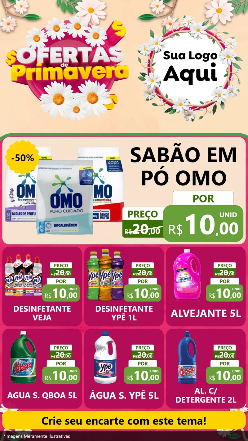 Modelo de Rede Social para Stories com o tema Ofertas de Primavera para Produtos de Limpeza
