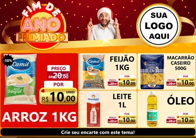 Modelo de Encarte para Encarte A4 Horizontal com o tema Fim de Ano Premiado para Supermercado