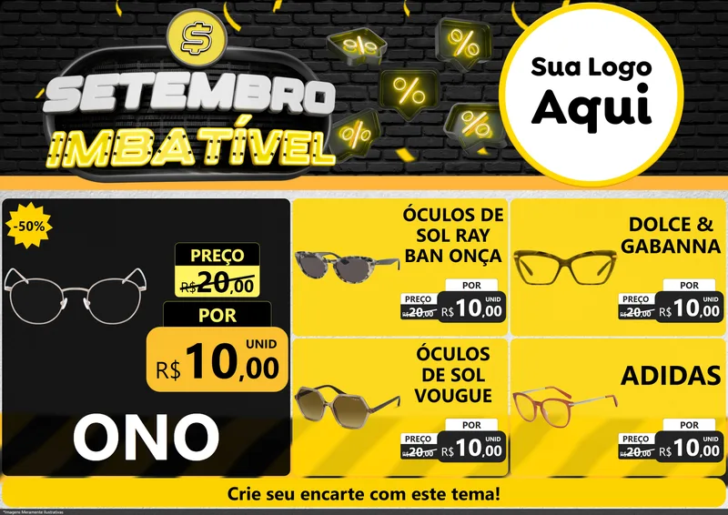 Modelo de Encarte para Encarte A4 Horizontal com o tema Setembro Imbatível para Óticas