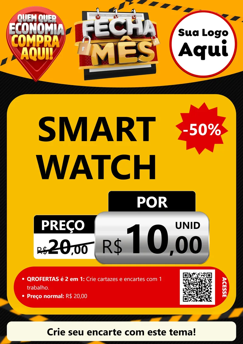 Modelo de Cartaz para Cartaz A4 Vertical com o tema Fecha Mês para Informática