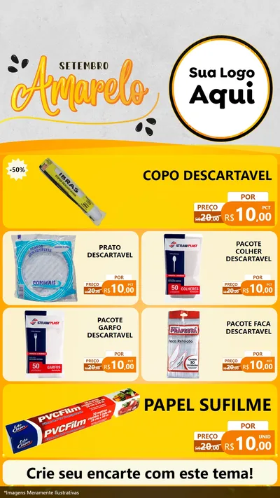 Modelo de TV para TV Vertical com o tema Setembro Amarelo para Embalagens