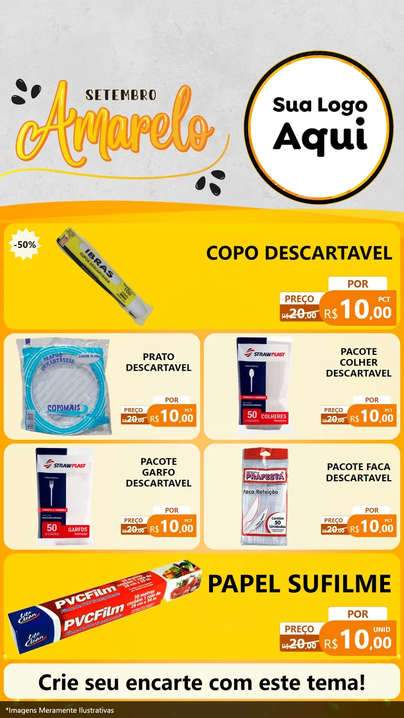 Modelo de TV para TV Vertical com o tema Setembro Amarelo para Embalagens
