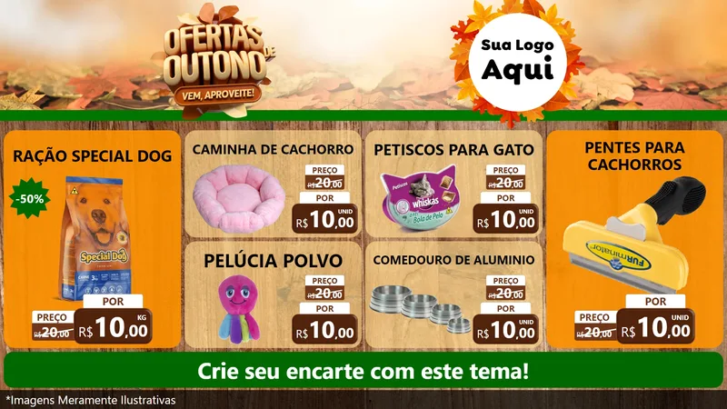 Modelo de TV para TV Horizontal com o tema Ofertas de Outono - Vem, Aproveite! para Pet Shop