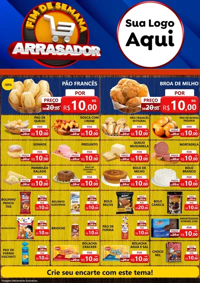 Modelo de Encarte para Encarte A4 Vertical com o tema Fim De Semana Arrasador para Padaria
