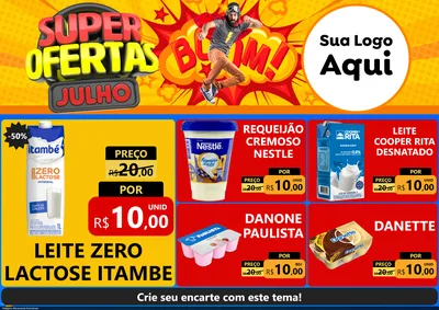 Modelo de Encarte para Encarte A4 Horizontal com o tema Super Ofertas Julho para Frios e Laticínios