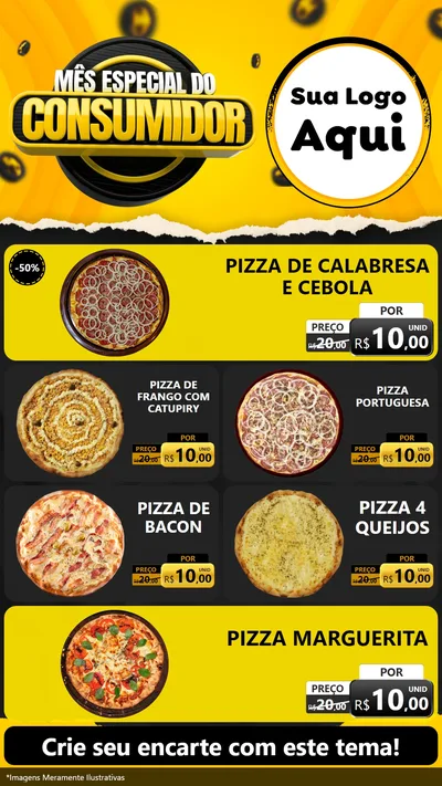 Modelo de TV para TV Vertical com o tema Mês Especial do Consumidor para Pizzaria