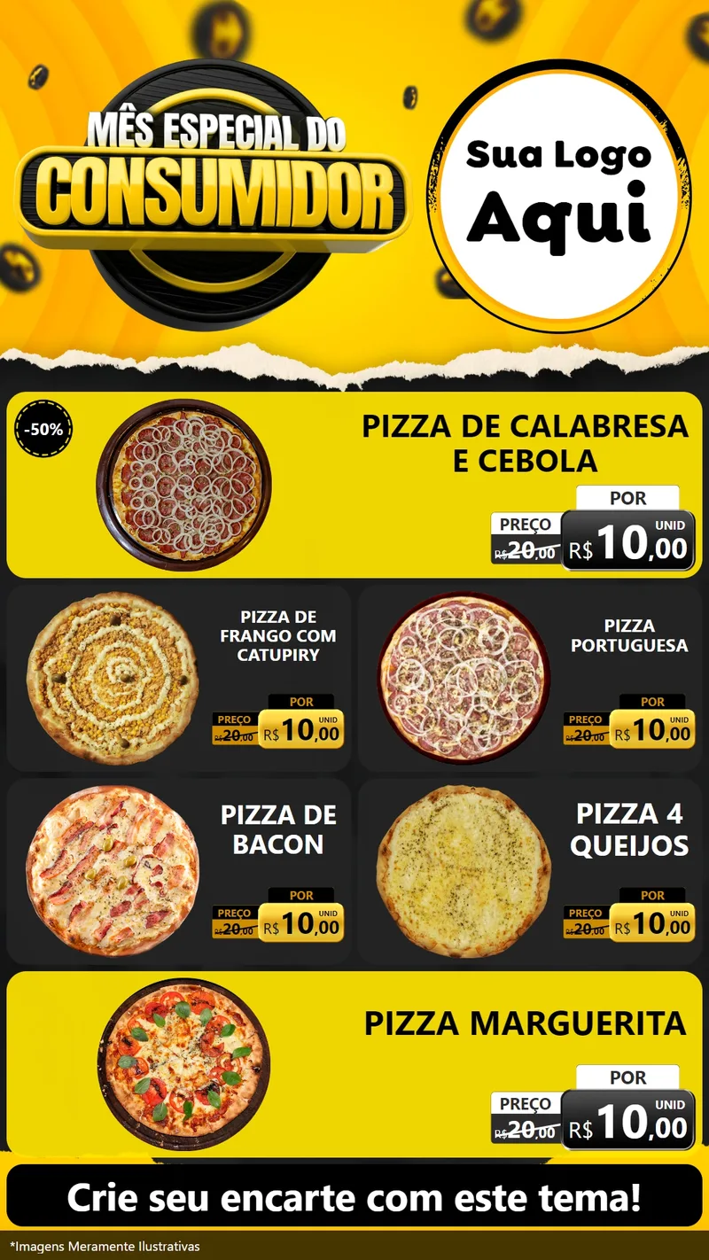 Modelo de TV para TV Vertical com o tema Mês Especial do Consumidor para Pizzaria