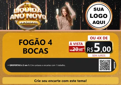 Modelo de Cartaz para Cartaz A4 Horizontal com o tema Liquida Ano Novo Imperdível para Móveis e Eletro