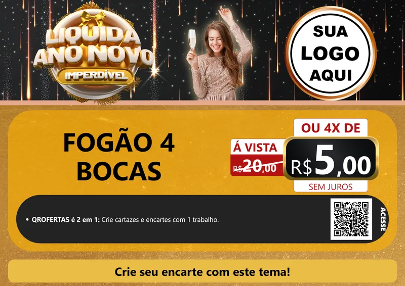 Modelo de Cartaz para Cartaz A4 Horizontal com o tema Liquida Ano Novo Imperdível para Móveis e Eletro