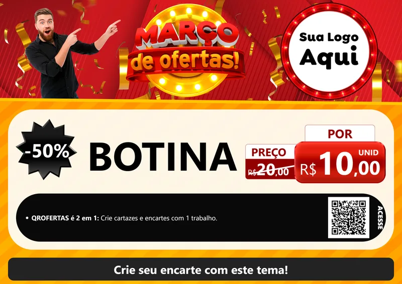 Modelo de Cartaz para Cartaz A4 Horizontal com o tema Março de Ofertas! para Agropecuária
