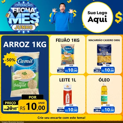 Modelo de Rede Social para Feed Facebook com o tema Operação Fecha Mês, Junho para Supermercado