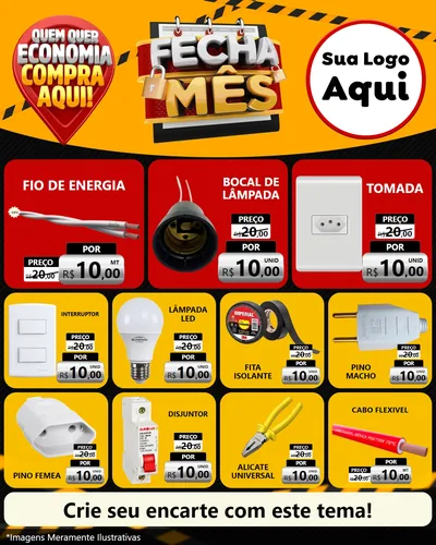 Modelo de Rede Social para Feed Instagram com o tema Fecha Mês para Materiais Elétricos