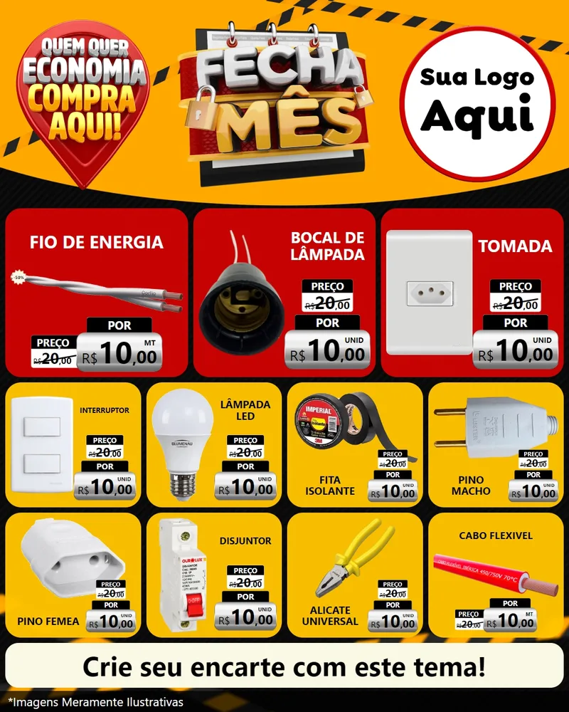 Modelo de Rede Social para Feed Instagram com o tema Fecha Mês para Materiais Elétricos