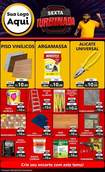 Modelo de Encarte para Encarte Grande com o tema Sexta Turbinada para Material para Construção