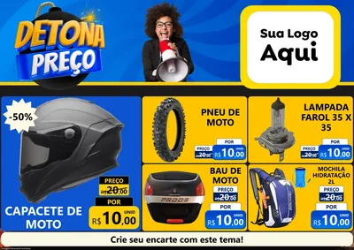 Modelo de Encarte para Encarte A4 Horizontal com o tema Detona Preços para Moto peças