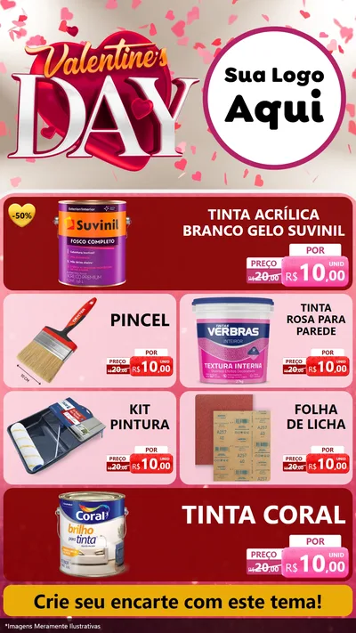 Modelo de TV para TV Vertical com o tema Valentine's Day para Tintas e Ferramentas
