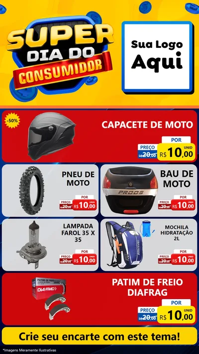 Modelo de TV para TV Vertical com o tema Super Dia do Consumidor para Moto peças