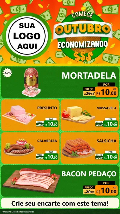 Modelo de TV para TV Vertical com o tema Comece Outubro Economizando para Frios e Laticínios